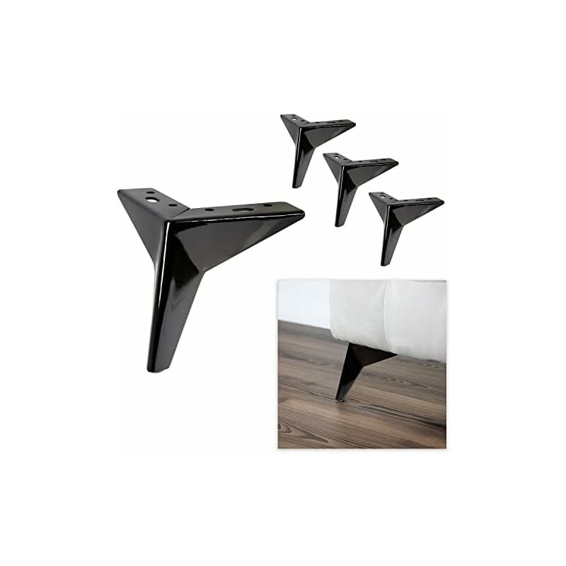 Patas para sofá, mueble, armario, sillón - pies de metal modernos y elegantes - (13 cm, negro)