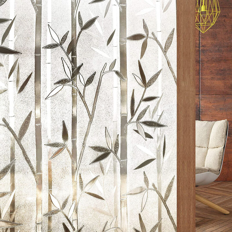  Película de bambú para puertas de cristal, calcomanías de  ventana 3D de vinilo marrón, calcomanías de ventana para puerta de vidrio,  control de calor anti UV : Hogar y Cocina
