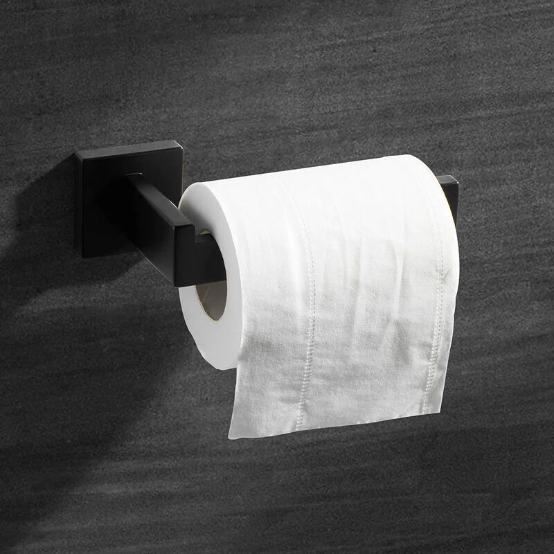 Soporte de papel higiénico cromado negro montado en la pared, bandeja de  rollo de papel de