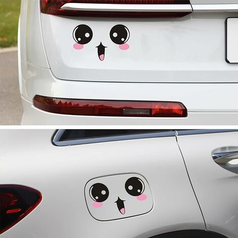 Adhesivo de vinilo para coche con diseño de sonrisa bonita para puerta de coche, capó lateral, parabrisas, parachoques, espejo retrovisor, indicador de combustible, pegatinas en blanco para coches, se