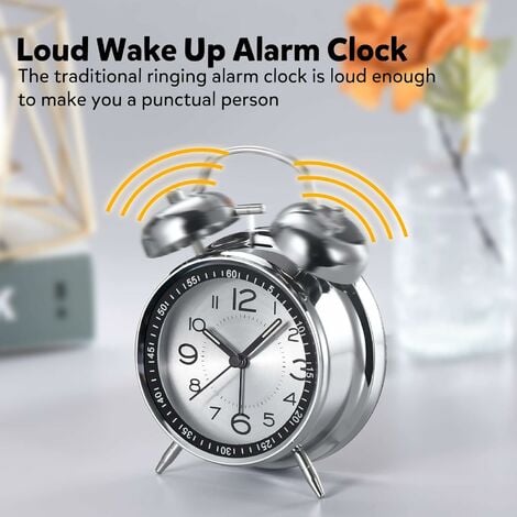 Reloj despertador analógico retro, reloj despertador de doble