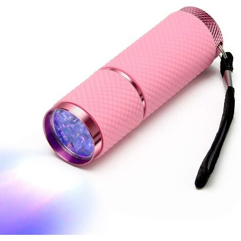 Linterna LED rosa, linternas pequeñas y brillantes con 9 luces LED, secador  de uñas de gel