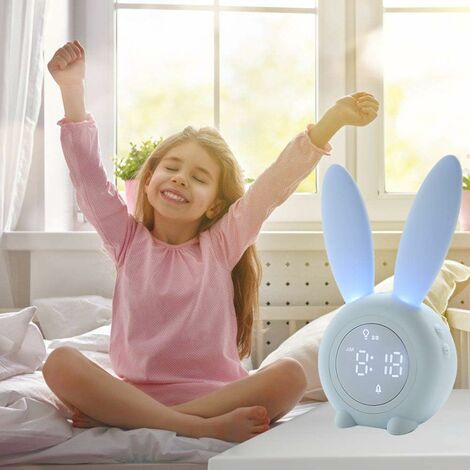 1 reloj despertador azul para niños, luz nocturna de dormitorio para niñas y  niños, 5 tonos