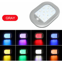 1 Uds. Luz de lectura de coche LED recargable por USB gris lámpara de noche de techo Interior 8 colores cambiantes