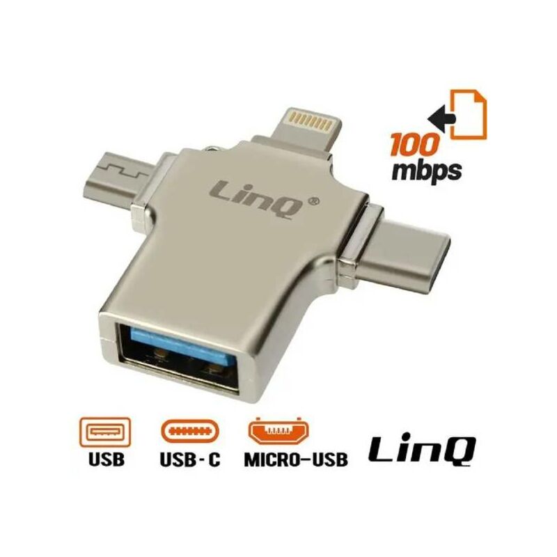 OTG ADAPTER 3IN1 LIGHTNING TYP-C MICRO USB AUF USB WEIBLICH 100