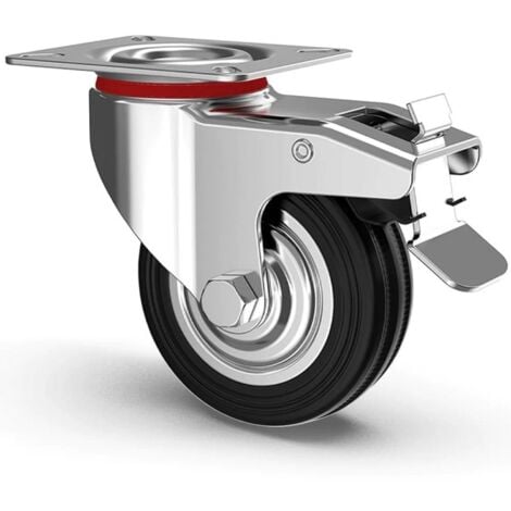 Satz mit 4 drehbaren Rädern für schwere Lasten, um 360° drehbar, mit Bremse,  125 x