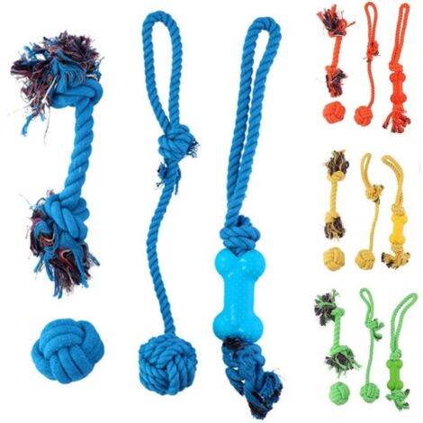 5 Hundespielzeug Seile - Baumwolle, Für Zahnreinigung, Interaktiv, Cremefarben