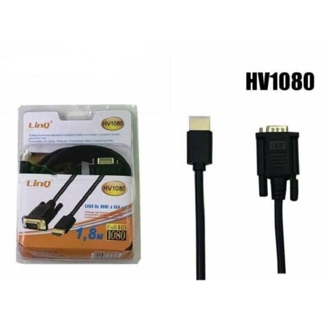 HDMI ZU VGA + IC 1080P ADAPTER VERLÄNGERUNGSKABEL 1.8 METER LINQ HV1080