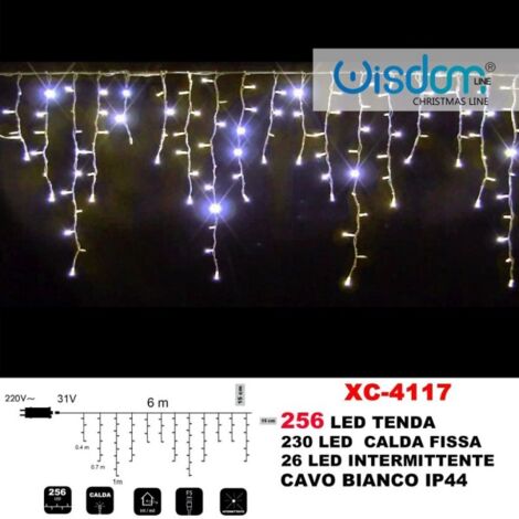 WEIHNACHTSLICHT VORHANG 256 LED WARMES LICHT GLEICHMÄSSIG + BLINKEND IP44  XC-4117