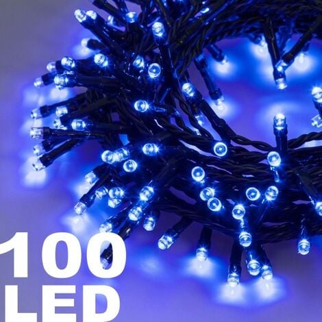 LICHTERKETTE 100 BLAUE BLITZ LED LICHTER MIT CONTROLLER 8 FUNKTIONEN