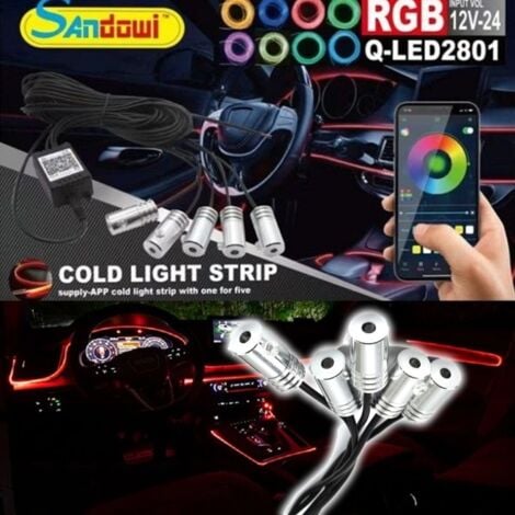6m LED RGB Auto Innenraumbeleuchtung Lichtleiste APP Control Für