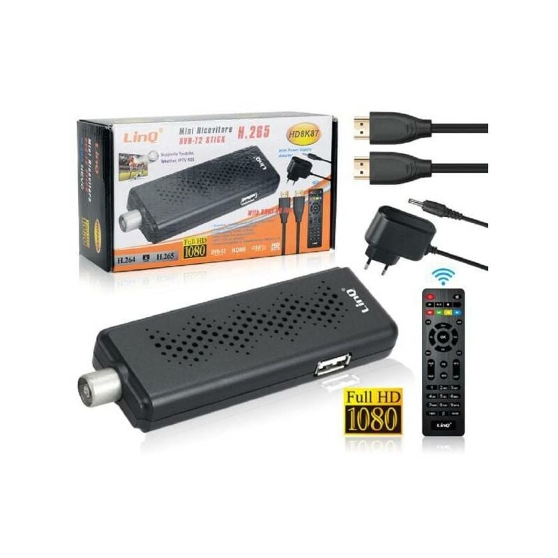 r2digital DVB T2 STICK H.265 Bolígrafo digital terrestre DVB-T2 HD8K86 FHD  New Media Player con USB HDMI lector MKV : : Electrónica