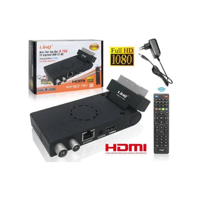 RECEPTOR DIGITAL TERRESTRE DVB-T2 H265 DECODIFICADOR HEVC 10BIT DGT005 HDMI  SCART USB