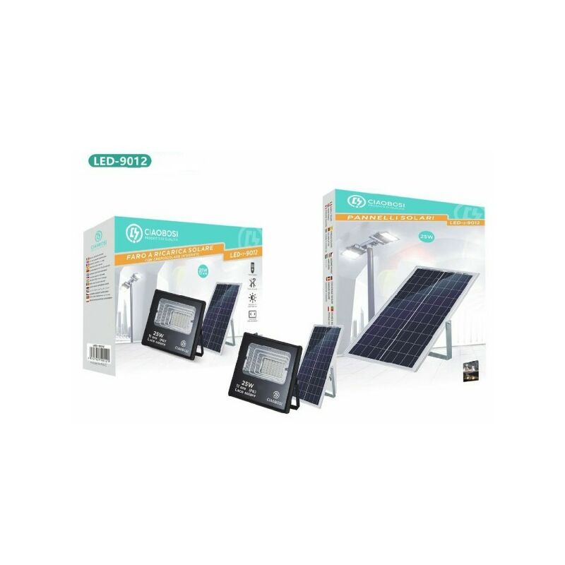 Foco LED solar 25W con placa solar - luz Calida