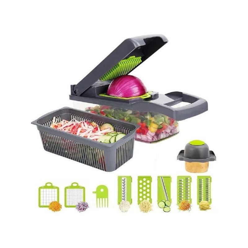 Cortador de Verduras, Rallador y Mandolina con Recetas y Accesorios 7 en 1  Choppie Expert InnovaGoods