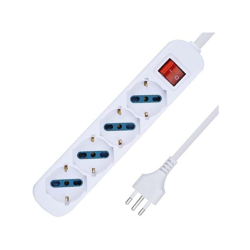 Regleta de alimentación blanca 2 en 1 de escritorio con 12 salidas AC con  interruptores individuales, enchufe de toma de corriente extraíble para