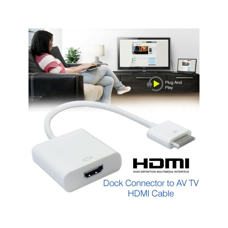 CABLE ADAPTADOR HDMI DOCK PARA IPHONE IPAD PANTALLA PELICULA ESPEJO TV  TELEVISION