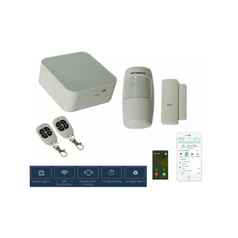 Mini sistema de alarma KIT Sirena + Sensor de ventana de puerta magnética +  Mando a distancia