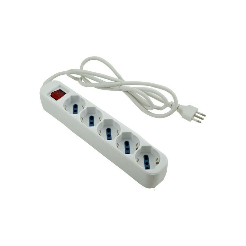 Regleta multiusos de 5 vías schuko + 10 / 16a con interruptor de