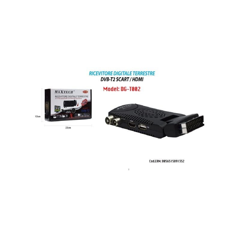 DECODIFICADOR DIGITAL TERRESTRE RECEPTOR TV HD USB DVB T2 TOMA SCART  MAXTECH DG-T002