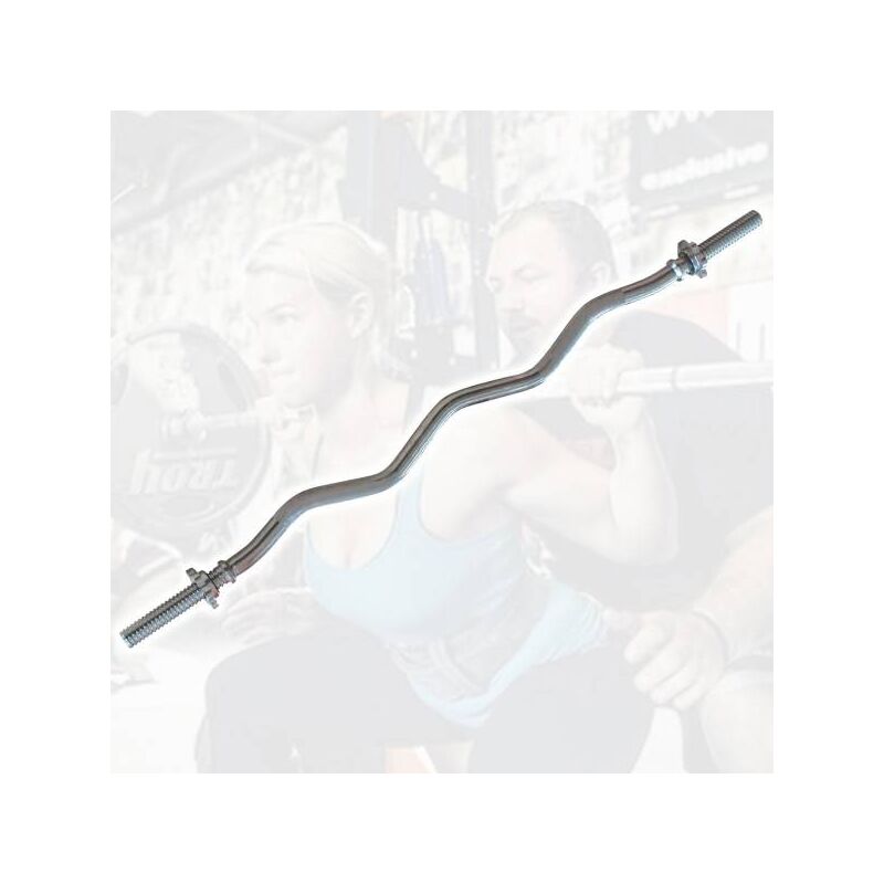 EZ CORRUGATED 120 CM CURVED CURL BARBELL FRENCHPRESS DISC CLAMP THREAD