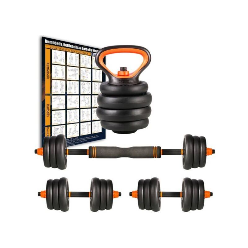 Juego de mancuernas ajustables 30kg, 3 EN 1 Juego de mancuernas con barra  antideslizante Juego de Gimnasio en Casa para Hombres/Mujeres