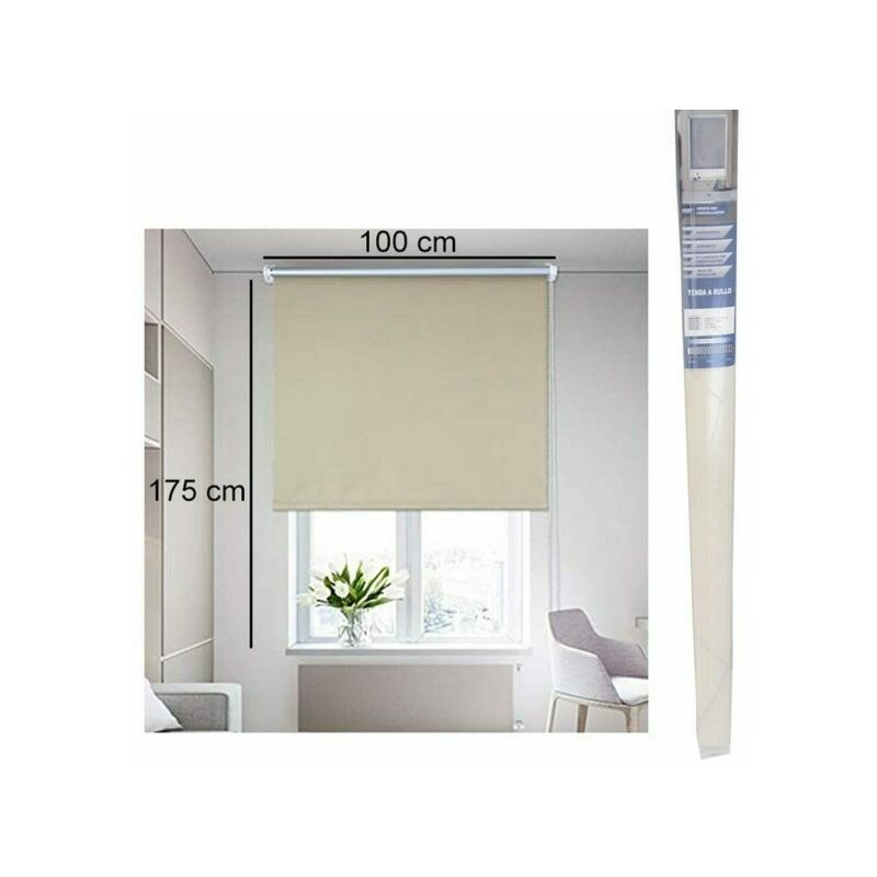 CORTINA ENROLLABLE BLACKOUT 100X175CM BEIGE CON PARASOLES DE CADENA PARA  VENTANA DE CASA