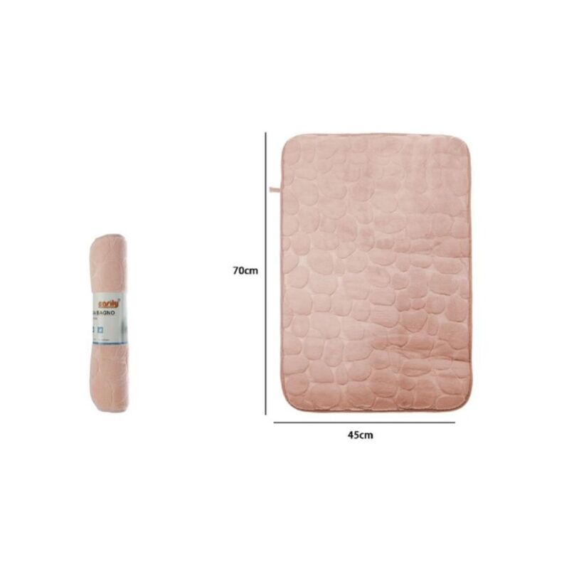 ALFOMBRA DE BAÑO DE TELA EFECTO PIEDRA 45 X 75CM ROSA 69976