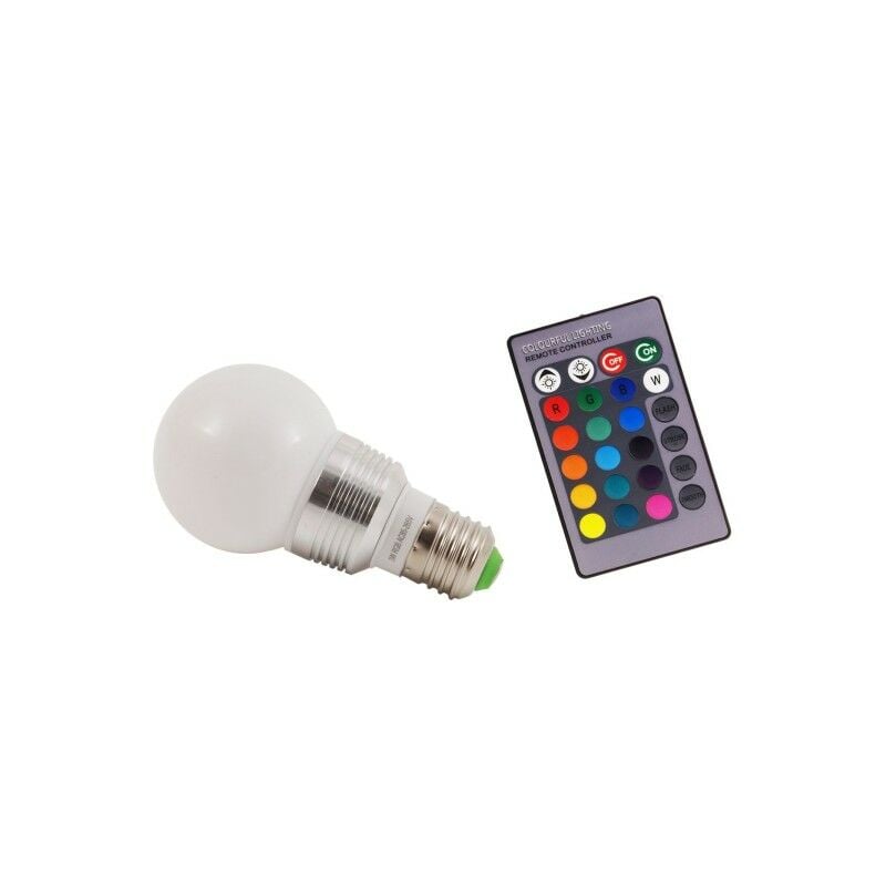 Bombilla LED E27 3W RGB Mando a Distancia 40.000H [PL187220-E27]