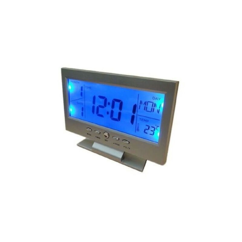 Reloj Digital LCD Retroiluminado con Alarma D-BLUE® Negro