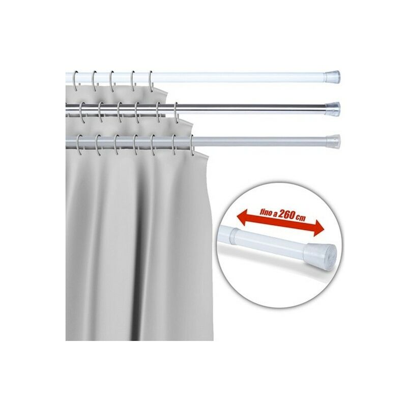 Barra extensible de aluminio para armario y cortina de ducha - 140 a 2