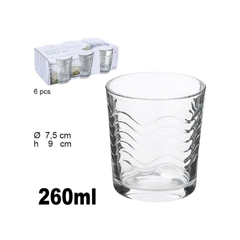 Set 6 vasos de vidrio - 400 ml - Transparente