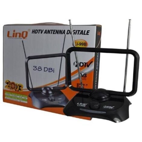 TV DIGITAL DVB-T ANTENA AMPLIFICADA 38DBI FULL HD VHF UHF PORTÁTIL COCHE  LI-99B