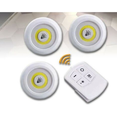 Luz LED de disco, luces LED a pilas con control remoto, iluminación suave  inalámbrica, iluminación debajo del gabinete para cocina, temporizador +