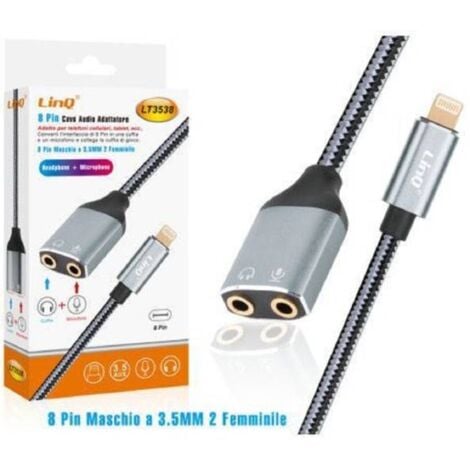 Conector / adaptador de Lightning a Jack 3,5 mm para Iphone y micrófonos o  auriculares 