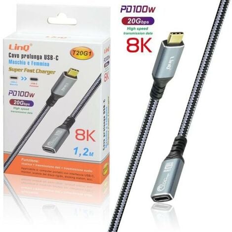 Cable alargador USB 2.0 type A to C, 5 mts