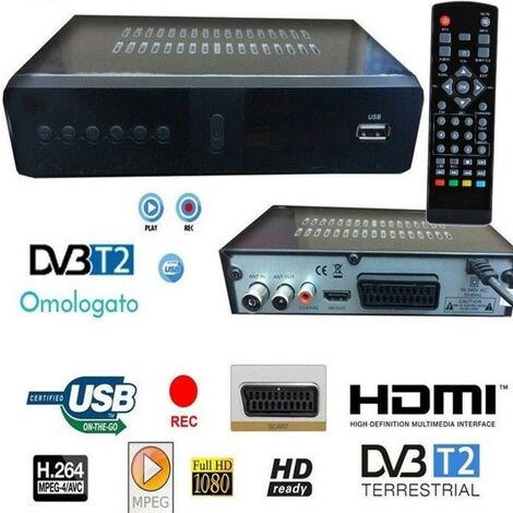 Decodificador TDT Terrestre DVB-C/DVB-T2, Combo  (HD1080p/H.264,MPEG-2,HDTV,DVB-C, DVB-T2, SCART, USB 2.0, PVR) Receiver TV  SCART Full HD 1080p recibe Todos los Canales gratuitos : :  Electrónica