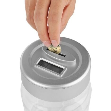 PIQIUQIU Hucha Digital Contador automático de Monedas Hucha Caja de Ahorro  de Monedas Recipiente para Monedas con Pantalla LCD y Gran Capacidad (1.8  litros) : .es: Hogar y cocina