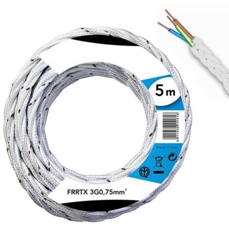 Cable trenzado blanco para fabricar lámparas 2x2,5 mm2