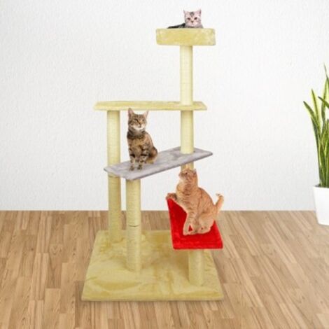 Rascador para gatos con columna de 3 pisos de cuerda de sisal 115