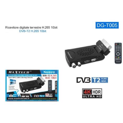 RECEPTOR DIGITAL TERRESTRE DVB-T2 H265 DECODIFICADOR HEVC 10BIT DGT005 HDMI  SCART USB