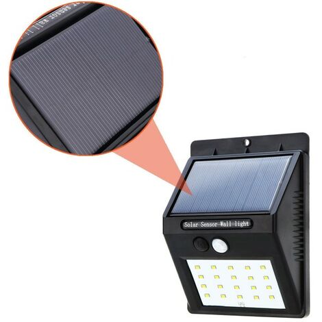 Aplique de Pared Solar LED con Sensor Crepuscular y Movimiento Negro 7500K  20000H 7hSevenOn