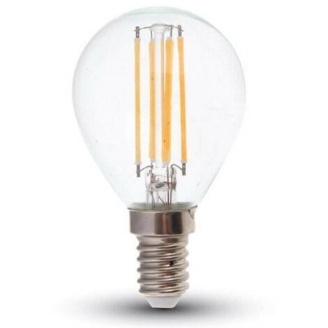 Bombilla de filamento LED, esfera P45, 6W / 806lm, casquillo E14