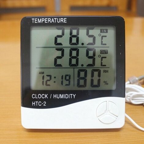Termometro Higrometro Digital Con Sonda Interior y Exterior HTC 2