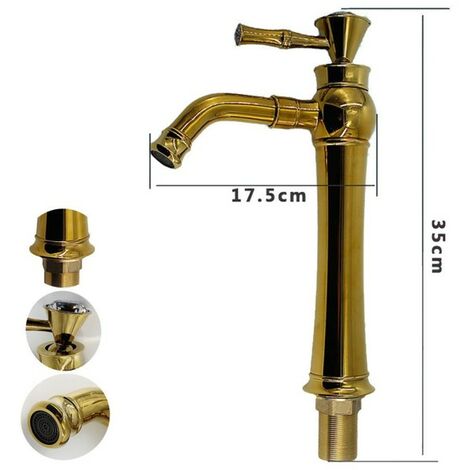 Grifo monomando alto lavabo retro FLORINA dorado envejecido – Entorno Baño