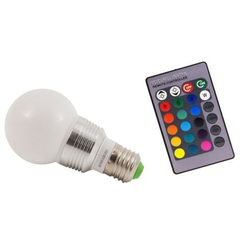Bombilla LED E27 10W RGB Mando a Distancia 40.000H [CA-ESF-10W-E27