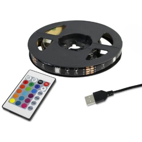 Kit Tiras LED RGB 5V DC 30LED/m con USB para Televisión 2m IP65