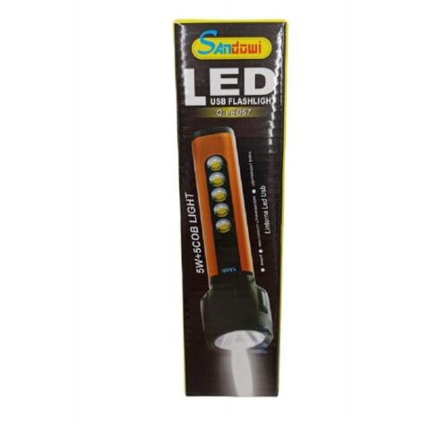 LINTERNA DE LUZ LED RECARGABLE USB PARA CAMPING SENDERISMO 17CM TX-8348