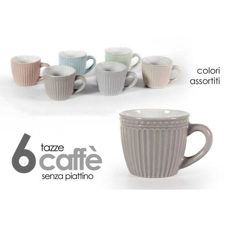 Klikel Juego de 6 tazas de café de colores – 16 onzas de gres de fondo  plano – multicolor brillante