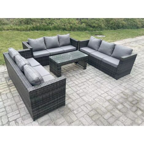 Fimous Outdoor 3teiliges Drei Sitzer Ssofa Rattan Gartenmöbel Lounge